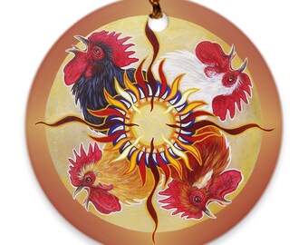 Rooster Chicken Porcelain Ornaments