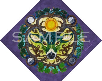 Green Stag Cernunnos Purple Bandana