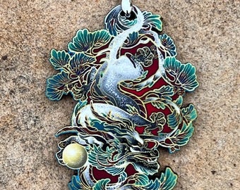 Wood Dragon Pinon Lunar New Year Feng Shui Chinese Astrology Wooden Printed Pendant