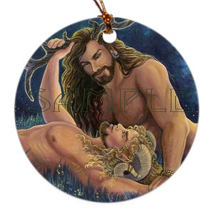 Cerenunnos Pan Herne Satyr Gay Lovers Porcelain Ornament