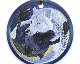 yin yang wolf moletom com capuz