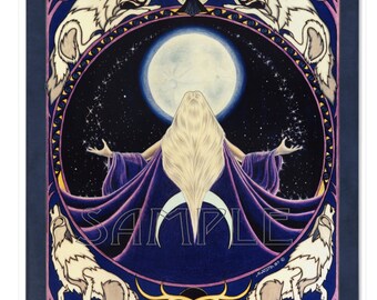 Wolf Moon Pagan Goddess Minky Blanket