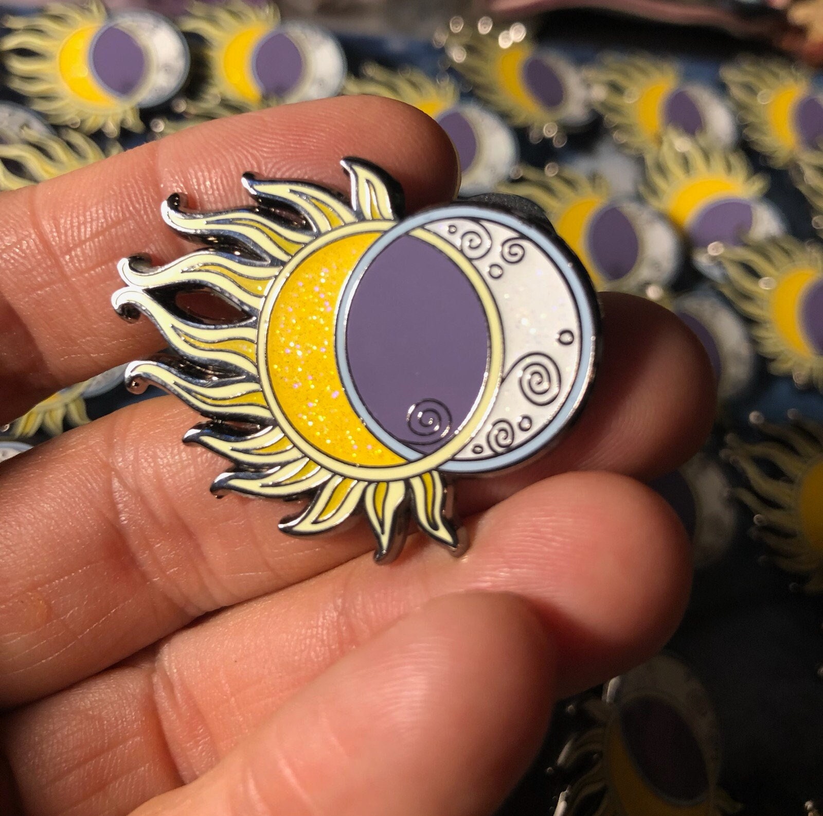 Sun Moon Eclipse 2024 Astronomy Astrology Cosmos Hard Enamel Collectable Lapel Pin