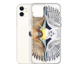 Snowy Owl Red tail Hawk Sun Moon iPhone Case