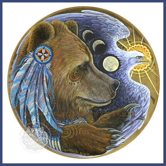 Medicine Bear White Eagle Indigenous Print Etsy