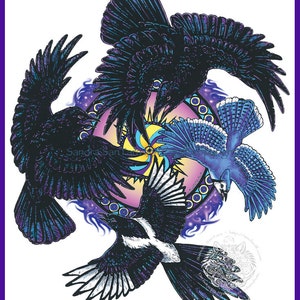 Raven Crow Magpie Jay Corvid Spirit Animal Wheel Print