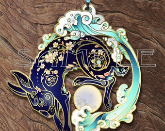 DISCOUNTED SECONDS Black Water Rabbit Bunny Feng Shui Chinese Astrology Lunar New Year Wooden Printed Ornament Talisman