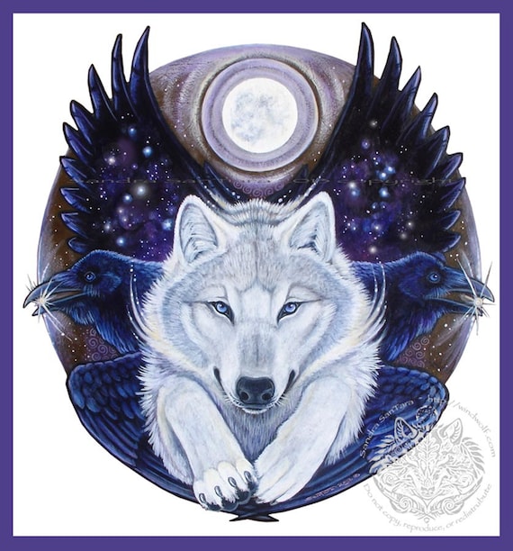 8.5x11 wolf art print scratchboard wolf dragon spirit or 11x14 DRAGON WOLF Print 4x6