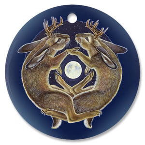 Jackalope Hase Hase Mond Porzellan Ornament