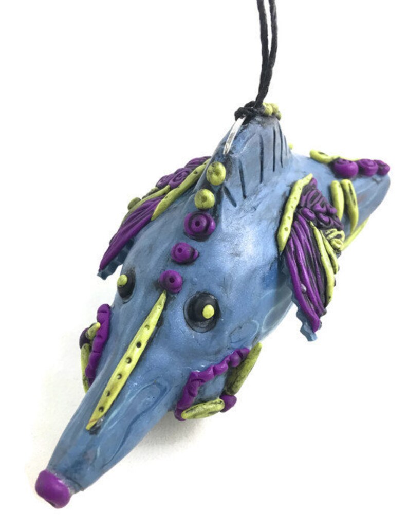Fabulous Funky Fish Ornament Polymer Clay Sculpture