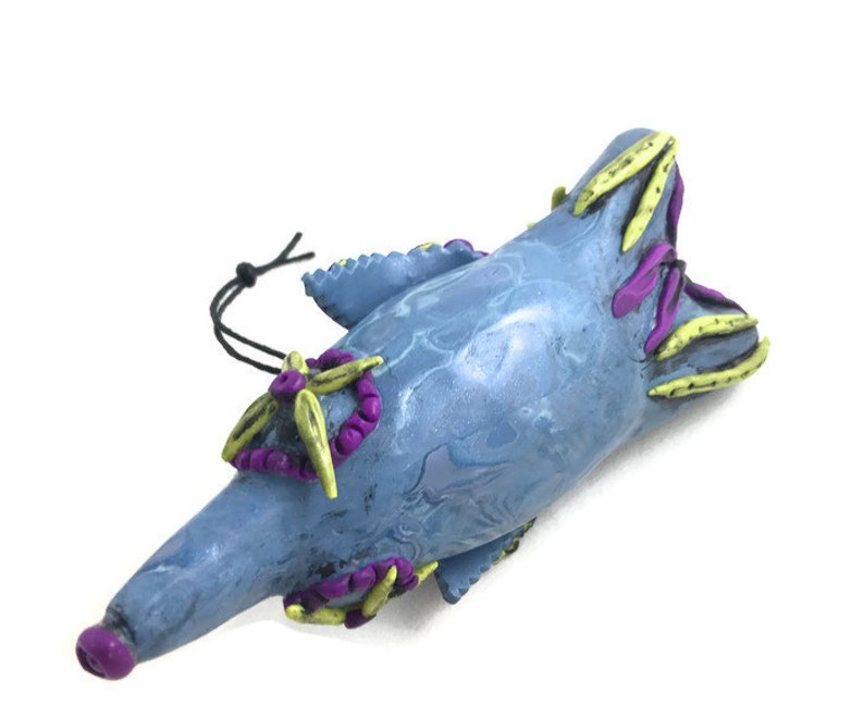Fabulous Funky Fish Ornament Polymer Clay Sculpture