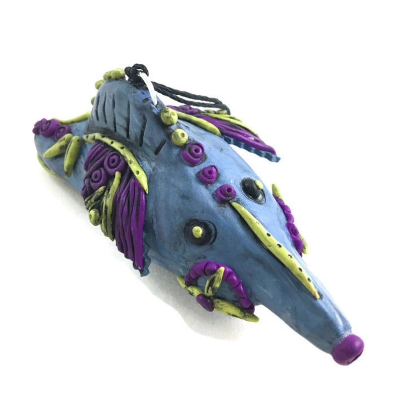 Fabulous Funky Fish Ornament Polymer Clay Sculpture