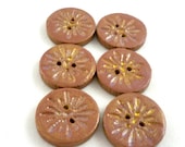 Rustic buttons brown and gold clay set of six