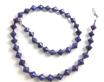 Purple beaded necklace handmade