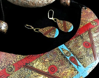 Statement necklace bib style polyme clay art set