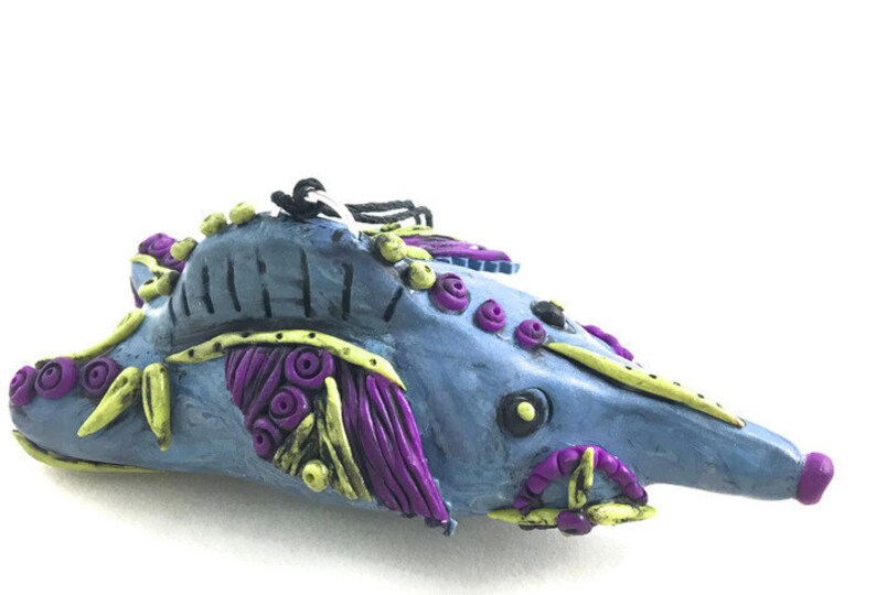Fabulous Funky Fish Ornament Polymer Clay Sculpture