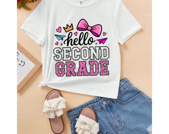 Hello Second Grade First Day Of School Coquette Teacher Girl PNG