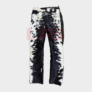 Handcrafted Cowhide Hair-On Leather Pants: Western Bell Bottom Trousers