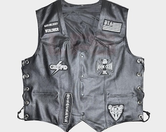  Vest Black Label【Sサイズ】試着のみ Zakk Wylde BLS Black Label Society Leather Motorcycle Vest, Skull