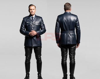 Custom Leather Police Uniform, Cops Outfit Jacket and Pants, Men's Duty Gear