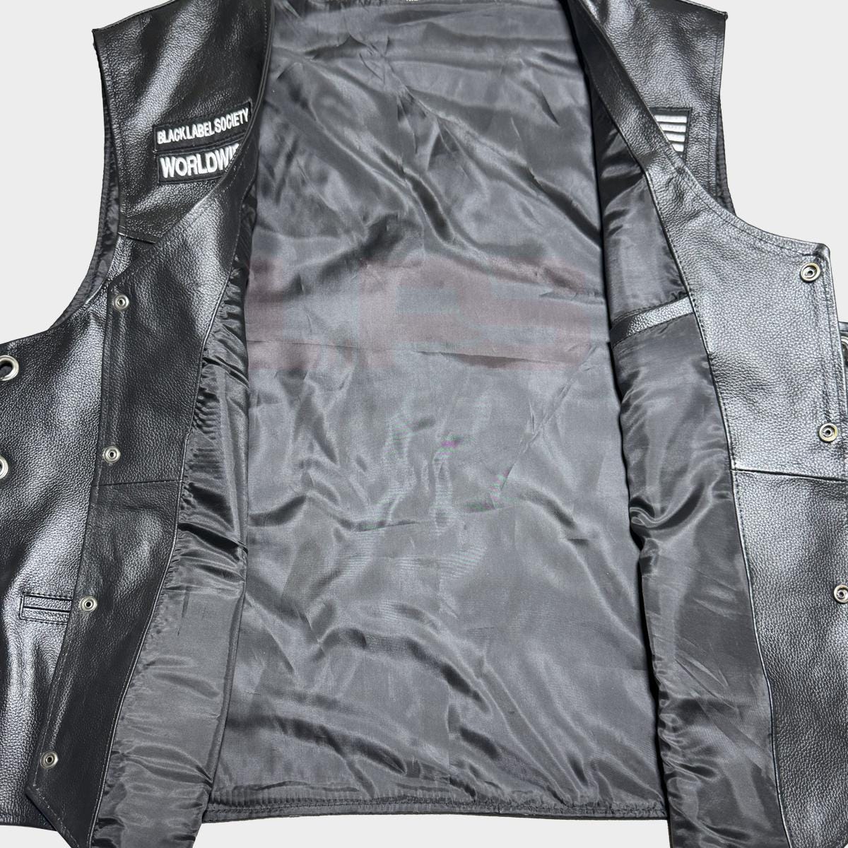 Zakk Wylde BLS Black Label Society Leather Motorcycle Vest, Skull