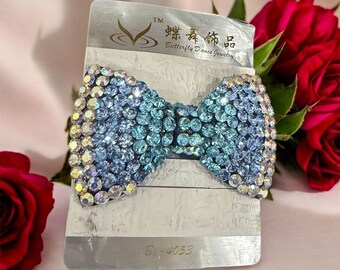 New Sapphire Blue Crystal With Rhinestone Heart Elasticized  display picture 1
