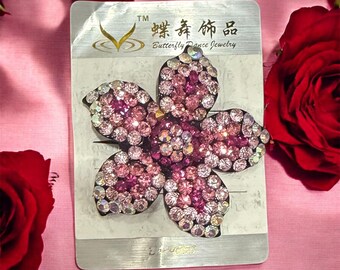 Floral Hair Tie Set, Rhinestone & Crystal Bridal Hair  display picture 2