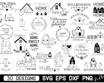 Benvenuti a casa SVG, detti tedeschi sulla casa, clipart sulla casa (file digitali)