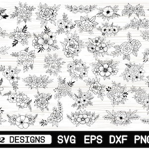 Flower SVG, Floral Svg, Floral Svg Bundle, Flower Svg Cut Files, Wedding, Border, Bundle, Flower Corner, Svg Files For Cricut And Silhouette