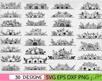 Floral Border SVG: Flower Monogram Cut Files