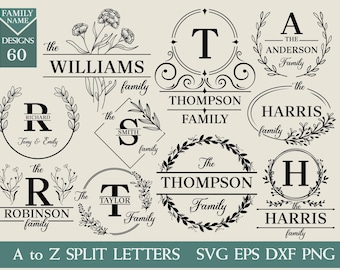 Family Name Monogram SVG Bundle | Floral Frame, Wedding (Digital Download)