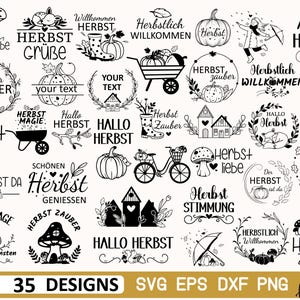 Paquete de diseños SVG de otoño: calabaza, erizo y seta (archivos digitales)