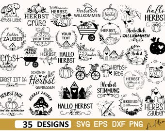 Autumn SVG Bundle, Pumpkin, Hedgehog, Mushroom Designs (Digital Files)