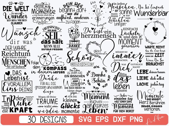 Friendship Quotes SVG Bundle, Deutsche Sprüche (Digital Files)