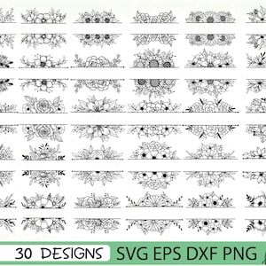 Floral Split Monogram SVG Frame, Wedding Border (Digital Files)