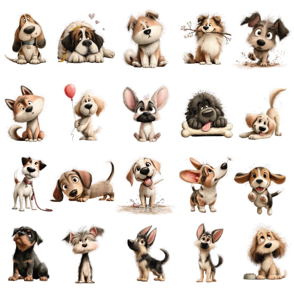 Dog Clipart PNG Bundle, 50 Puppy Illustrations, Cartoon, Pet ...