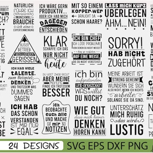 Deutsche Sprüche SVG Bundle, lustige T-Shirt Designs (Digitale Dateien)