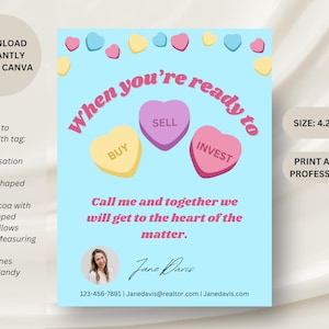 Valentines Day By Tag | Candy Conversation Heart | Realtor Tags for Client Gifts | Real Estate Marketing