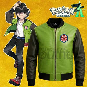 Blouson aviateur en cuir unisexe inspiré de Pokemon Legends ZA | Légendes FR