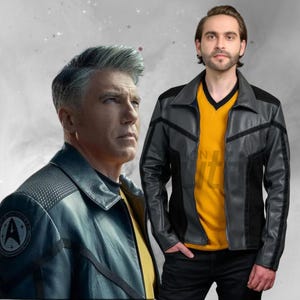 Blouson en cuir noir Captain Pike - Vêtements d'extérieur de science-fiction haut de gamme de Star Trek : Strange New Worlds | Les tenues tendance