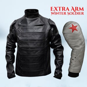 Winter Soldier Cosplay Jacket: Men&#39;s Genuine Sheepskin Leather Jacket with Removable Arms