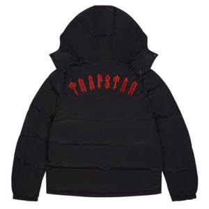 Handmade Trapstar Irongate Mad Black Puffer Jacket | Detachable Hood Streetwear Coat | Winter Jacket