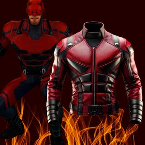 2025 Daredevil Born Again Inspired Leather Jacket | Cosplay Jacket | Superhero Costume Jacket | Free Black High Neck Fully Superhero Look