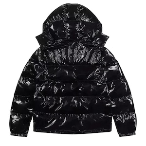Handmade Trapstar Irongate Gloss Black Puffer Jacket | Detachable Hood Streetwear Coat