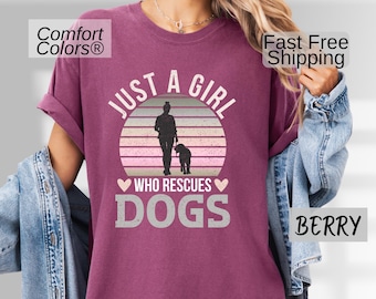 Comfort Colors Retro Rescue Dog Shirt, Adopt A Dog T-Shirt, Vintage Rescue TShirt for Dog Mom,  Dog Lover Gift, Retro Sunset Rescue Dog Tee