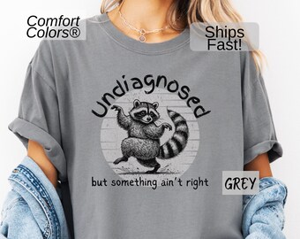 Dancing Raccoon Mugshot Shirt, Funny Raccoon Tee, Vintage Raccoon T-Shirt, Comfort Colors® Undiagnosed But Something Aint Right Meme Tee
