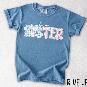 Big Sister Floral Bow Shirt, Patchwork Sister Shirt, Birthday Gift for Sister, Comfort Colors Big Sister Big Sister Matching Shirts