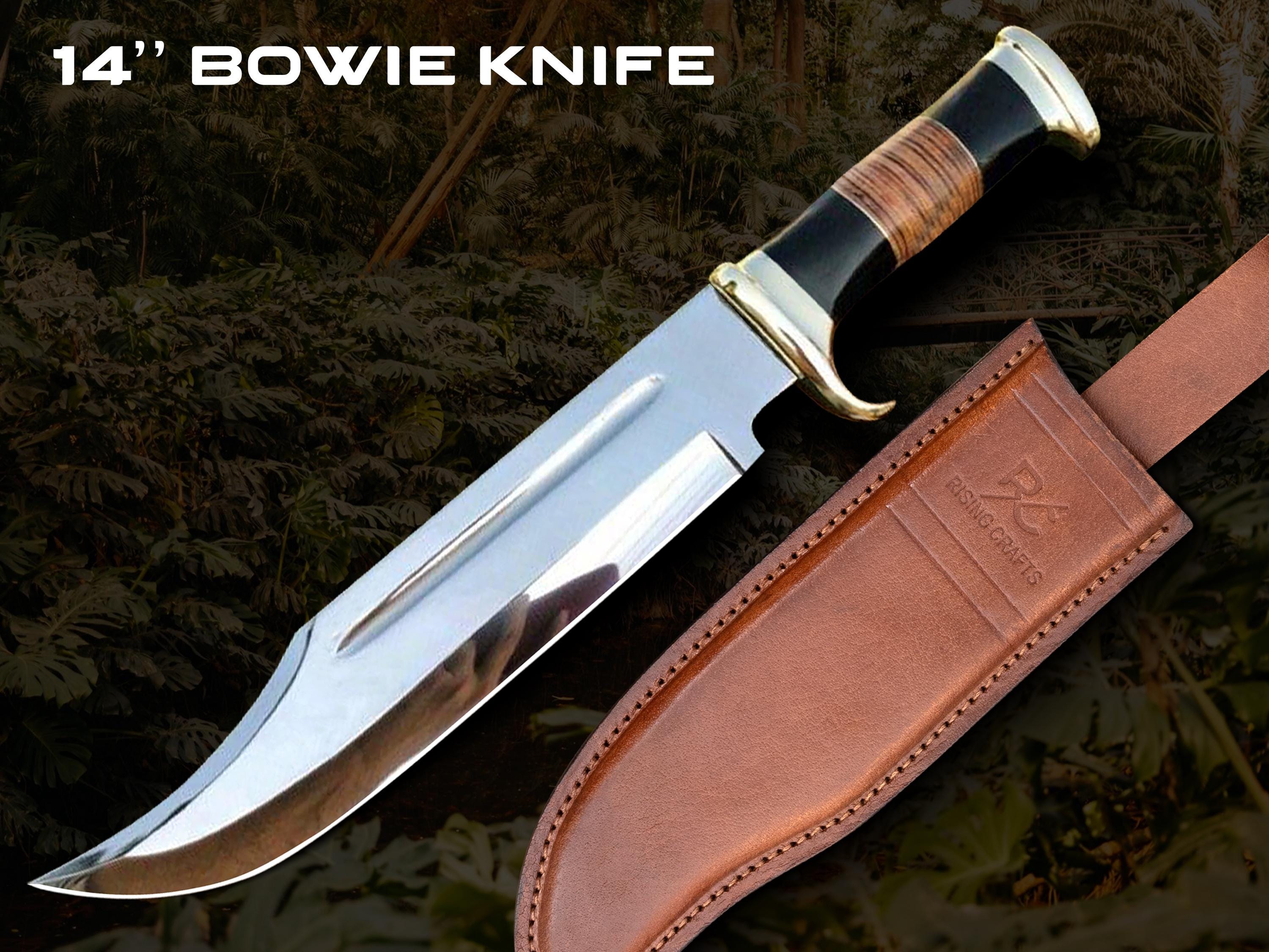 Handmade Bowie Hunting Knife: J2 Steel Blade, Leather Sheath - Etsy