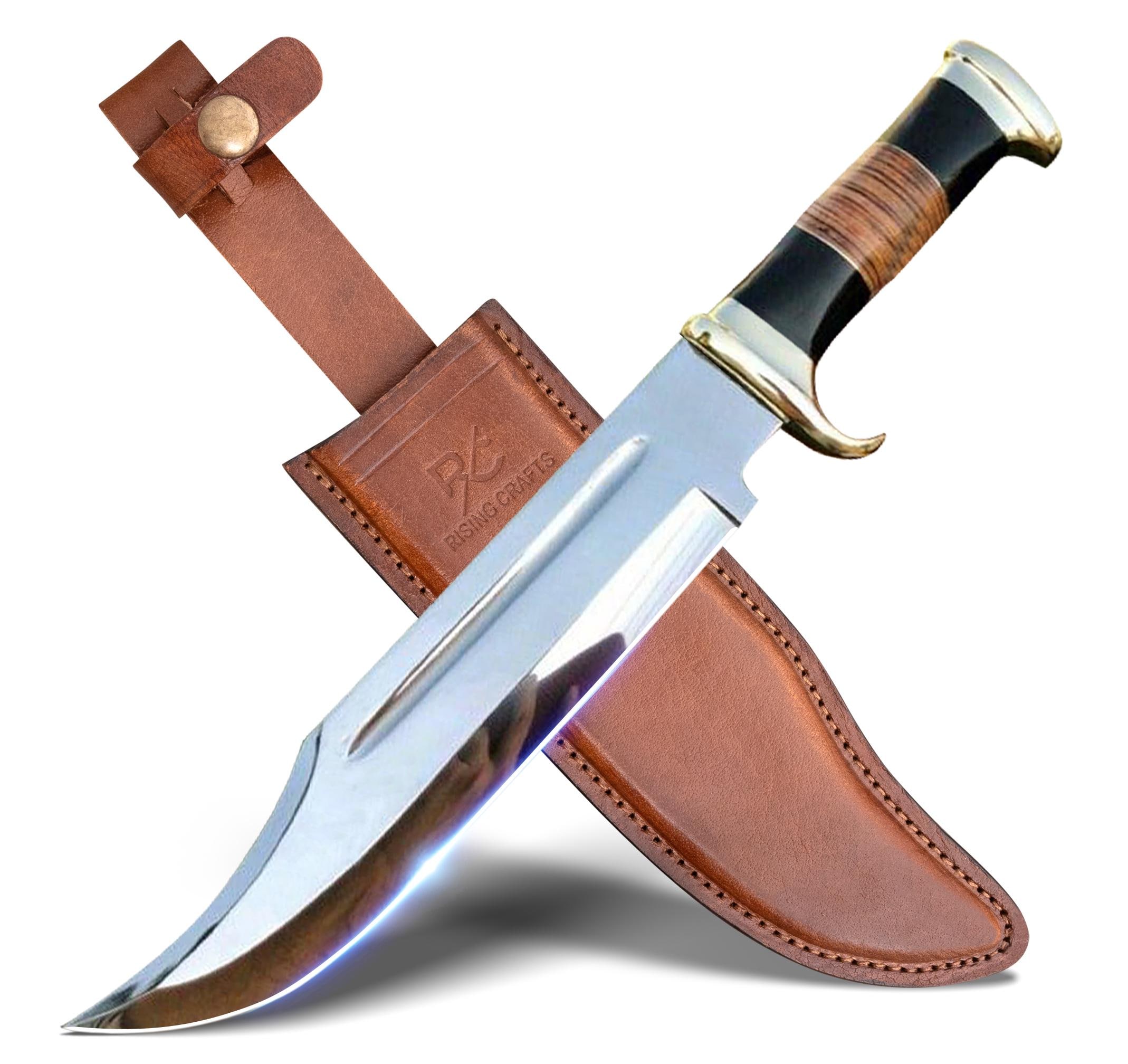 Handmade Bowie Hunting Knife: J2 Steel Blade, Leather Sheath - Etsy