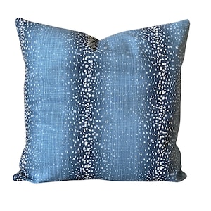 Blue Antelope Pillow Covers Navy Blue Throw Pillow Navy Blue White Animal Print Euro Sham Couch Bed Pillow Sofa Pillow Case Various Sizes